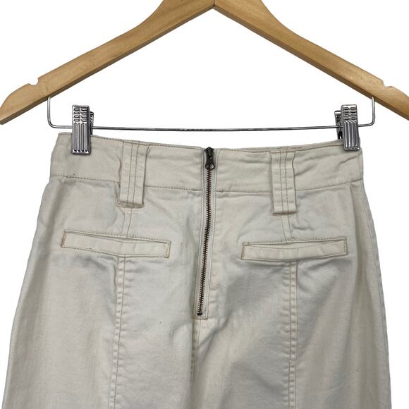 Holding Horses Denim Midi Skirt Side Slit Lace Up Corset Detail Off White Size 0 - Picture 6 of 9